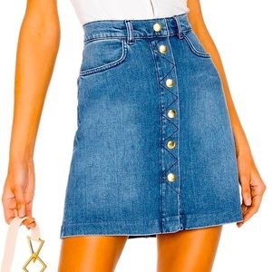 Frame Denim NWT Claire Button Front Stretch Denim Mini Skirt